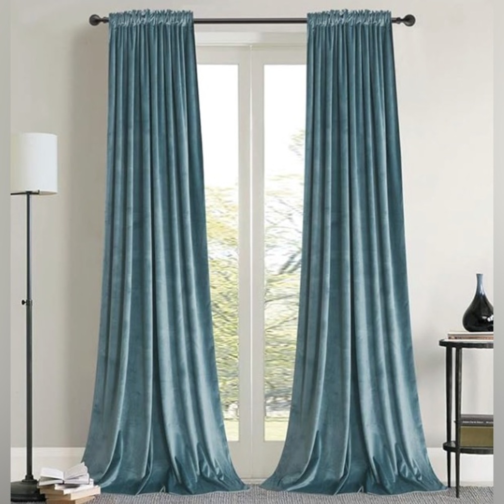Velvet Seafoam Blue/Green Curtains